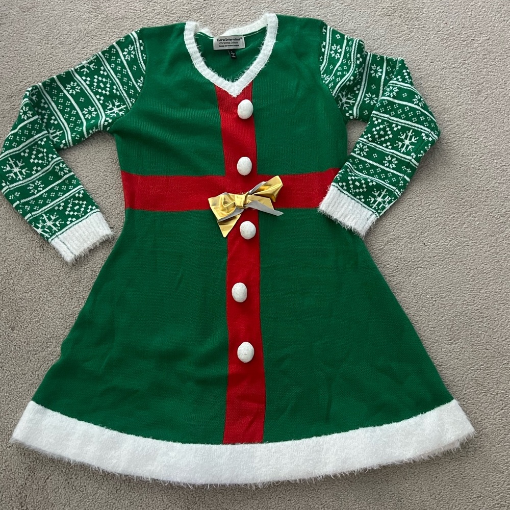 Festive Green and Red Holiday Dress
